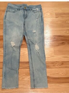Seven 7 Light Blue Distressed Women's Straight-Leg Jeans Sz 28